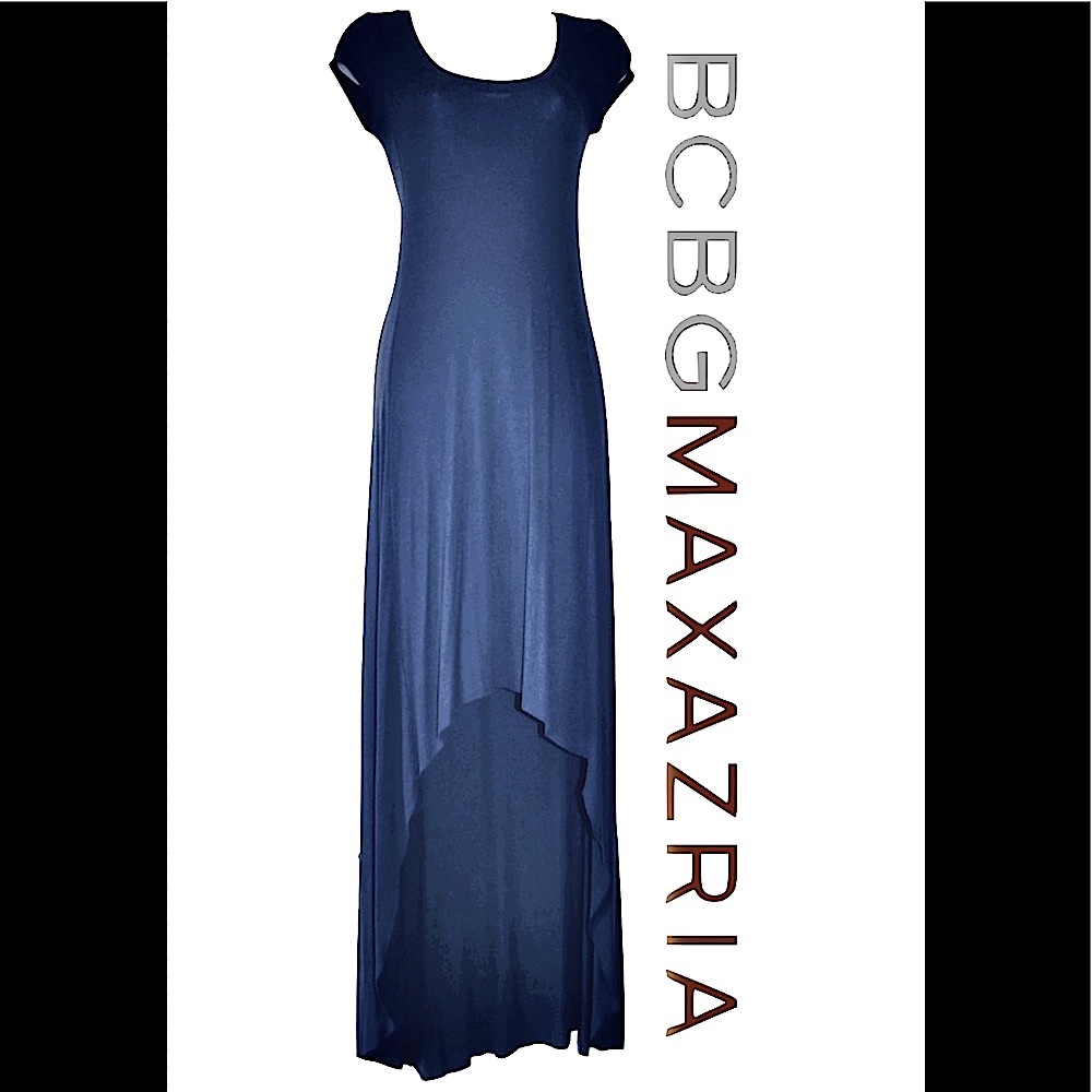 BCBGMAXAZRIA Donesa High Low navy Maxi Dress like new
